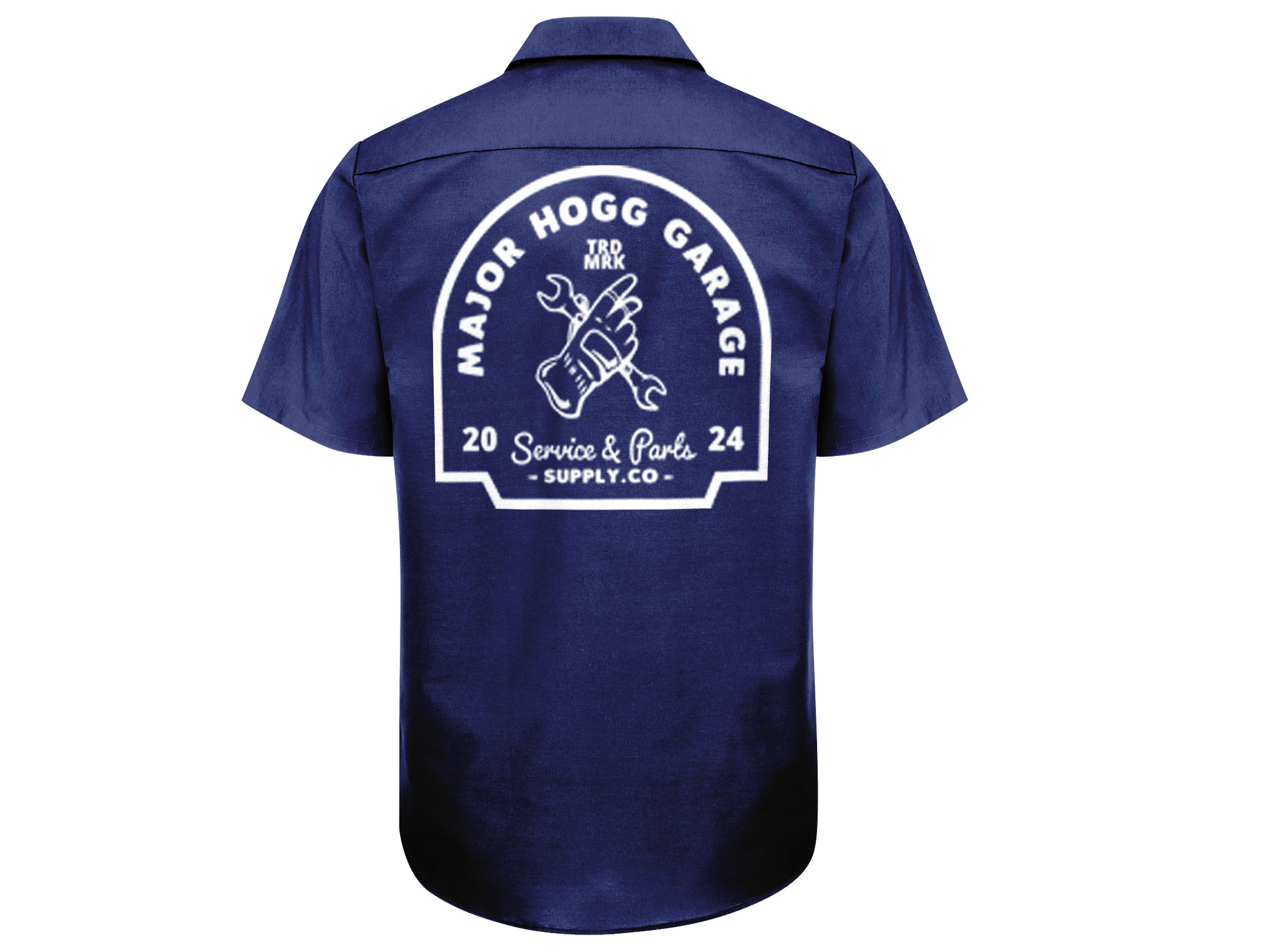 Navy Garage Service Work Shirt back