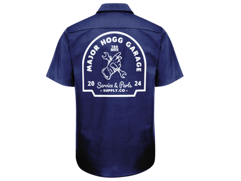 Navy Garage Service Work Shirt back