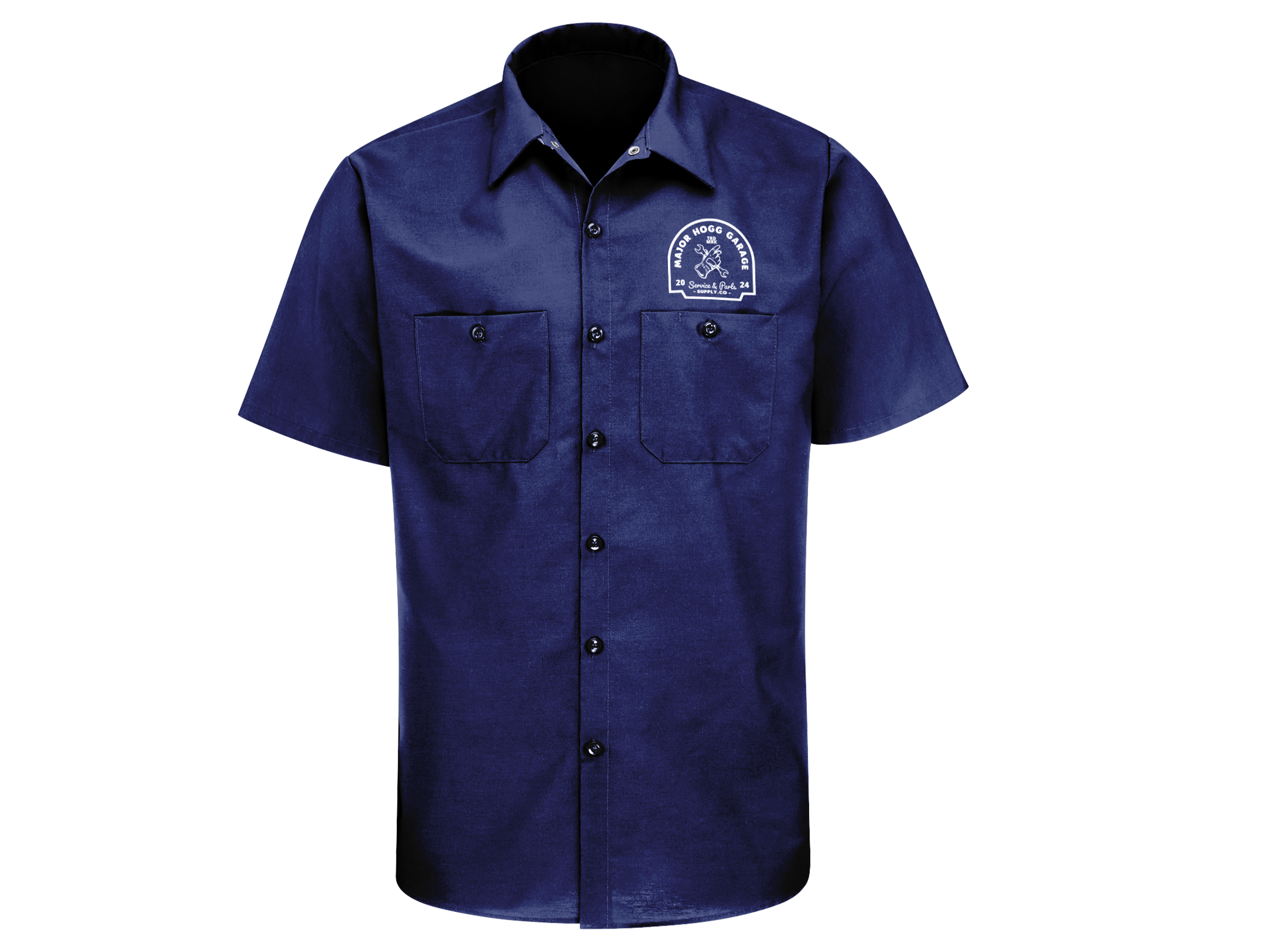 Navy Garage Service Work Shirt Front