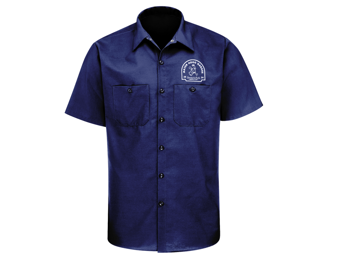 Navy Garage Service Work Shirt Front